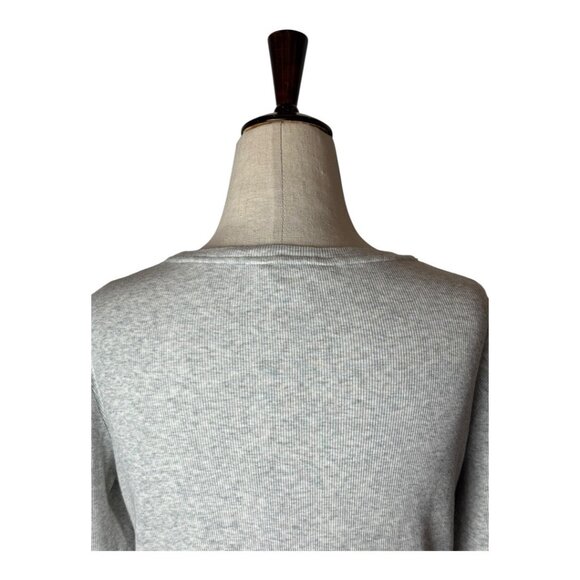 Club Monaco Shirt Women Medium Gray Rib Knit Crew‎ Neck Tee Athleisure Athletic - Picture 4 of 9